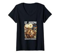 Women's Saint Joseph Catholic Father and Worker V-Neck T-Shirt