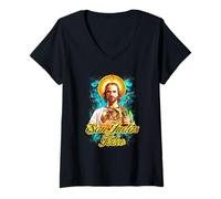 Womens Saint Jude Thaddeus (San Judas Tadeo) V-Neck T-Shirt