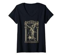 Women's Saint Michael the Archangel Defeating Satan Christian V-Neck T-Shirt