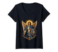 Women's Saint Michael the Archangel V-Neck T-Shirt