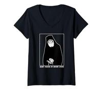 Womens Saint Paisios of Mount Athos Greek Orthodox Christian V-Neck T-Shirt