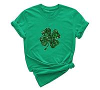 Women's Saint Patrick Trending Graphic Y2K Tops Irish Clover Crew Neck Casual T Shirts Shamrocks Ladies Summer Good Luck Spring Tunic Tee Shirts Plain Blouse Vintage Tops 2024 Cute