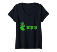 Women's Saint Patrick's Day Pac Gamer Funny Gaming Game Fan V-Neck T-Shirt