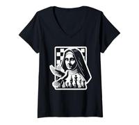 Womens Saint Teresa of Avila Catholic Patron Saint Chess Pieces V-Neck T-Shirt
