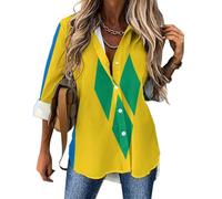 Womens Saint Vincent and the Grenadines Flag Print Shirt Button Down Blouse