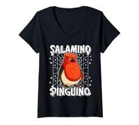Womens Salamino-Pinguino Italian-Brainrot Funny Gen Z Meme Penguin V-Neck T-Shirt