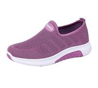 Womens Sale Clearance Slip On Trainers Women Breathable Mesh Orthopedic Shoes Non-Slip Running Shoes Casual Low Top Jogging Sneakers Wide F Platform Trainers for Women Wide Fitting Ladies Purple