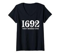 Womens Salem 1692 - They Missed One Witch | Halloween Vintage V-Neck T-Shirt
