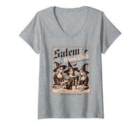 Womens Salem Book Club - Bookish Halloween Retro Salem Witch Book V-Neck T-Shirt