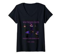 Womens Salem Sanctuary For Wayward Cats Ferals And Familiars Welcom V-Neck T-Shirt