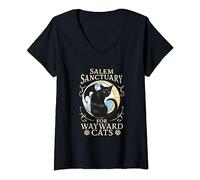 Womens Salem Sanctuary For Wayward Cats V-Neck T-Shirt