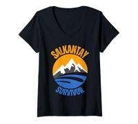Womens Salkantay Trekking Survivor Cuzco Cusco Machu Picchu Peru V-Neck T-Shirt