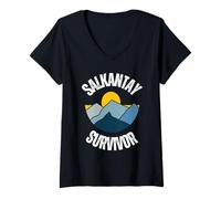 Womens Salkantay Trekking Survivor Cuzco Cusco Machu Picchu Peru V-Neck T-Shirt