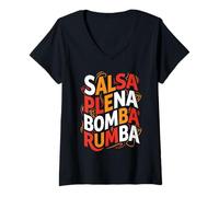 Womens Salsa Plena Bomba Rumba Latin Dance Lover V-Neck T-Shirt