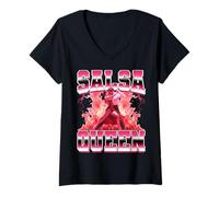 Womens Salsa Queen Salsa Dance Dancing Dancer 90s Bootleg Style V-Neck T-Shirt