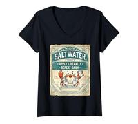 Women's Saltwater Doctor Crab Ocean Vintage Design V-Neck T-Shirt