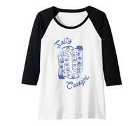 Womens Salty Cowgirl Western Boots with Seashells Coastal Graphic Raglan Baseball Tee