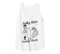 Womens Salty Hair Sandy Boots Surfer Girl Beach Ocean Wave Surfing Tank Top