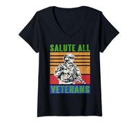 Womens Salute All Veterans Brave Military Service Heroes V-Neck T-Shirt