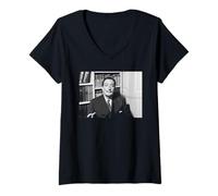 Womens Salvador Dalí Painter Melting Clocks Surrealist Artist 1955 V-Neck T-Shirt