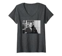 Womens Salvador Dalí Surrealist Painter Melting Clocks Artist 1955 V-Neck T-Shirt