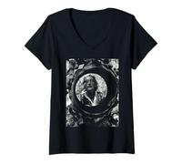 Womens Salvador Dalí Surrealist Painter Melting Clocks Artist 1970 V-Neck T-Shirt