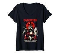 Women's Salvation Darkness Goth Jesus Dark Gothic Christian Metal V-Neck T-Shirt