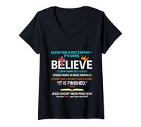 Womens Salvation Isn't Earned It is Given 1 Corinthians 15 1-4 V-Neck T-Shirt