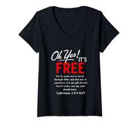 Womens Salvation Oh Yes It's Free Ephesians 2 8 V-Neck T-Shirt
