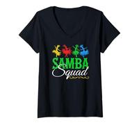 Womens Samba Squad Brazilian Carnival Vibes Brasil Party V-Neck T-Shirt