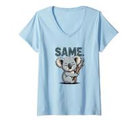Womens Same Koala Mood V-Neck T-Shirt
