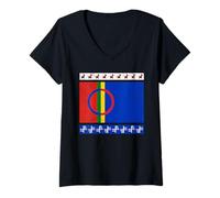 Women's Sami Flag The Flag of The Sami People V-Neck T-Shirt