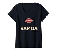 Women's Samoa Rugby Ball Polynesian Pride Sports Design V-Neck T-Shirt