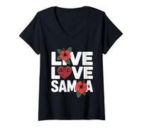 Women's Samoan Tribal Sun Sea Turtle Samoa Samoan V-Neck T-Shirt