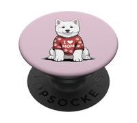 Womens Samoyed I Love Mom Samoyed Dog Mama Mother's Day PopSockets Adhesive PopGrip