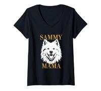 Women's Samoyed Sammy Mama Dog Mom Womens V-Neck T-Shirt