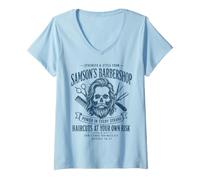 Women's Samson Barbershop Funny Christian V-Neck T-Shirt