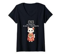 Women's Samurai Cat Project Cat-Princess Sakura V-Neck T-Shirt