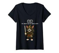 Womens Samurai Cat Project Cat-Samurai marimaru V-Neck T-Shirt