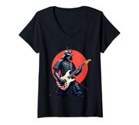 Womens Samurai Guitarist V-Neck T-Shirt