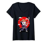 Womens Samurai Sushi Roll Kawaii Funny Cute Anime Japanese Art V-Neck T-Shirt