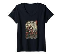 Womens Samurai Warrior Kuniyoshi Horror Spirit Japanese Art V-Neck T-Shirt