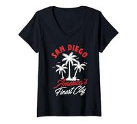 Womens San Diego America's Finest City California V-Neck T-Shirt