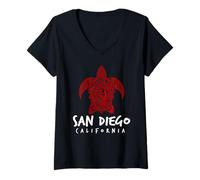 Women's San Diego California Sea Turtle San Diegoh CA V-Neck T-Shirt