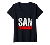 Women's San Francisco California Graphic Map T-Shirt, San Francisco V-Neck T-Shirt