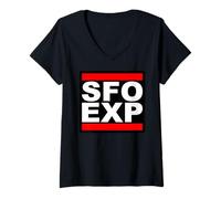 Women's San Francisco Expat SFO EXP Digital Nomad LA Abroad USA V-Neck T-Shirt
