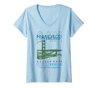 Womens San Francisco Golden Gate Bridge California V-Neck T-Shirt
