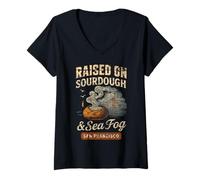 Womens San Francisco s 'Raised on Sourdough & Sea Fog' V-Neck T-Shirt