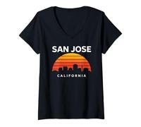 Women's San Jose California Retro Nor Cal Bear Bay Area Tech Silicon V-Neck T-Shirt
