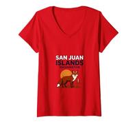Women's San Juan Islands Washington Sunset Sailboat V-Neck T-Shirt